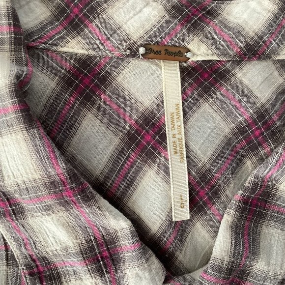 Free People Plaid Long Top Sz Large...C725 - Picture 6 of 6